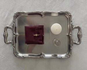<b>Decorative</b> metal table tray Premium Artisan Metal Presentation Tray with Detailed Botanical Pattern and Raised <b>Decorative</b> <b>Edge</b> - Product Image 3