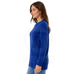 Pull en tricot moderne pour femme, décontracté, respirant, avec logo frontal, finition premium, personnalisable, 100 % coton/laine, haute qualité, export - Product Image 3