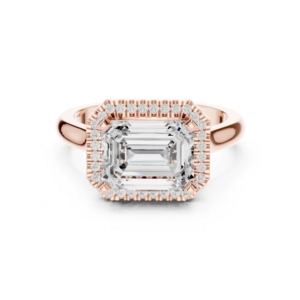 Anillo de Diamantes con Corte Esmeralda de 1.00 CT, Certificado IGI, Oro Rosa de 14K, Regalo de Aniversario de Boda para Mujer, Diamantes Cultivados en Laboratorio - Product Image 1