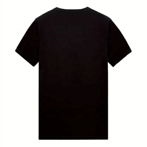 T-shirt pour homme, noir uni, manches courtes, col rond, coupe classique, décontracté, 100% coton jersey, tricoté, teinture unie, dernier style - Product Image 5