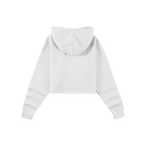 Sudadera con Capucha Corta para Mujer, con Logotipo Personalizado, de Algodón, con Cordón en el Bajo, Hombros Caídos, para Yoga, Entrenamiento Activo y Deportes - Product Image 6