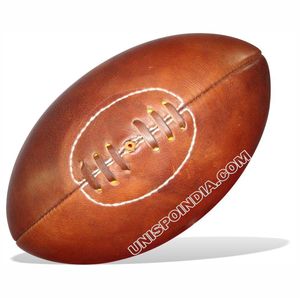 Pelota de rugby vintage, pelota de cuero natural totalmente cosida a mano y con cordones en la parte superior - Product Image 6