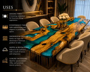 Modern Wood <b>Resin</b> River Dining <b>Table</b> Rectangle Handmade Luxury Furniture for Indoor Dining Room Decor - Product Image 4