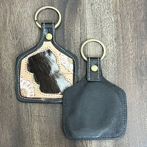 Manufacturer Wholesale Genuine Cowhide <b>Leather</b> <b>Keychain</b> Holder Hand Tooled Floral Design Rustic Key Ring Accessory for Unisex - Product Image 6