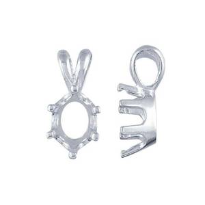 2026 Genuino Plata de Ley 925 Ovalado de 6 puntas Preentallado Engaste de Colgante en Blanco con Anilla de Conejo para Colgantes de Joyería Personalizada - Product Image 1