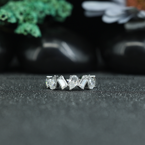 แหวนแต่งงานเพชรทรงหลายเหลี่ยมหรูหรา เงินแท้ 925 แหวนทรงเรขาคณิตสำหรับผู้หญิง เครื่องประดับชั้นดี - Product Image 1