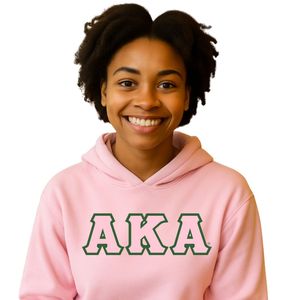AKA Pink Custom Twill Embroidered Hoodie Forest <b>Green</b> Letter Fleece Pullover Unisex Greek Sorority Apparel OEM ODM - Product Image 1