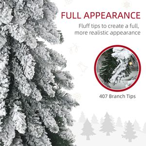 Albero di Natale Artificiale Sottile da 210 cm/7 piedi con Rami Innevati e Luci LED Bianche Calde/Colorate (Forma a Cascata) - Product Image 5