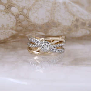 Anillo de Compromiso/Boda de Oro de 14k con Diamantes Cultivados en Laboratorio IGI, Diseño Vintage, Hecho a Mano, Unisex, Regalo de Aniversario - Product Image 4