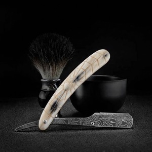 Rasoir à lame unique pour homme IKZARSA avec manche en os de buffle, outil de rasage du visage et de la tête en acier inoxydable pour salon de coiffure - Product Image 5