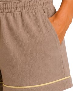 Ensemble de pyjama personnalisé pour femme en popeline de coton marron moka, manches courtes, brodé, vêtements de détente d'été, ensemble short boutonné - Product Image 6