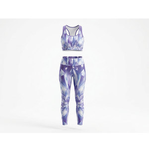 Women's Yoga <b>Leggings</b> and Bra 2-Piece Set Lightweight Breathable Plaid <b>Pattern</b> Eco-Friendly Seamless High Quality Front Logo - Product Image 1