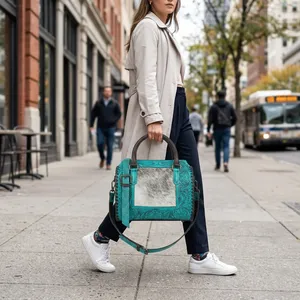 Genuine Leather Shoulder Bag Women <b>Handbag</b> Zipper Purse Portable Daily Travel Bag Luxurious Look - Product Image 2