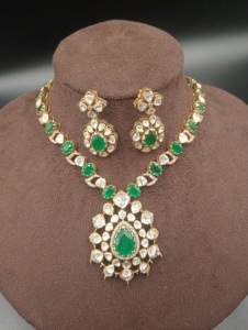 Amaira Jewels Gold Plated Silver <b>Statement</b> <b>Necklace</b> & Matching Earrings Set Women's Ethnic Engagement Jewelry - Product Image 1