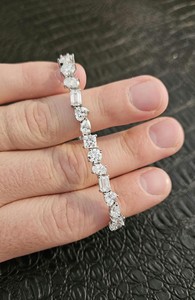 Elegant Premium 18K White Gold 17ct Oval Cut Lab Grown Diamond Rhodium Plated <b>Bracelet</b> IGI Certified for Women's Weddings Resort - Product Image 4