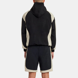 Ensemble de survêtement léger d'été 2 pièces Sirius Sports pour homme : veste coupe-vent à capuche et pantalon, coloris marine avec blocs de couleur - Product Image 2