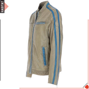 Veste en cuir pour hommes OEM ODM Veste en cuir d'agneau à col montant avec doublure et bras de créateur - Product Image 2