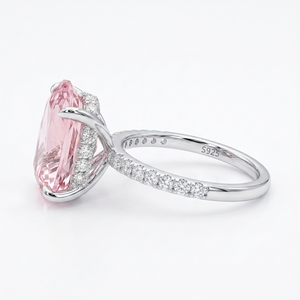 LY LR1380 Oval Lab Created Classic Zircon Engagement Ring 925 <b>Sterling</b> <b>Silver</b> Rhodium Plated Halo Pave <b>Band</b> Women <b>Wedding</b> Gift - Product Image 3