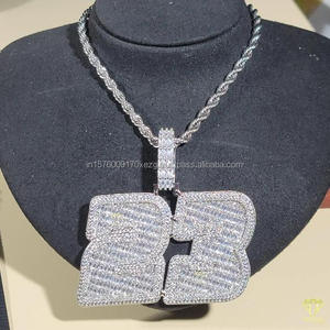 Pendentif de luxe en moissanite diamantée de 23 pouces avec chaîne cubaine entièrement sertie, collier hip-hop, bijoux - Product Image 1