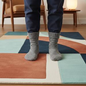 Modern Sculpted Wave Plush Area <b>Rug</b> Neutral Beige Carpet for Living Room Bedroom Dining Room Contemporary Scandinavian Teppich - Product Image 1