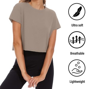 Camiseta de Punto para Mujer, Cuello Redondo, Manga Corta, Color Sólido, con Botones, Transpirable, Ecológica, de Secado Rápido, Corte Regular, Casual - Product Image 4