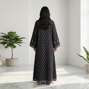 Elegante Abaya Americana de Crepé Sólido para Eid, Estilo Holgado, Cárdigan Largo Abierto por Delante para Mujer, Ropa Islámica Modesta - Product Image 2