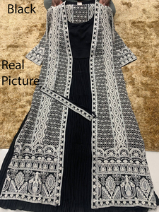 Best Seller Traditional Ethnic Indian Pakistani Gown & Dupatta Set Georgette With Embroidery Work Full Stitching Party Wear - Product Image 2