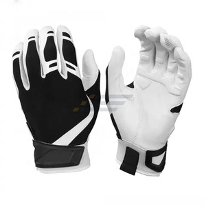 Gants de frappeur de softball en cuir personnalisables, fermeture auto-agrippante, respirants, séchage rapide, durables, pour joueurs droitiers, taille XXL, noirs - Product Image 1