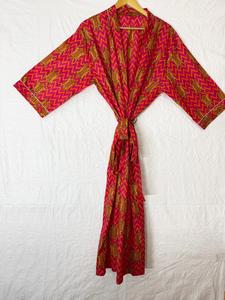 Robe Kimono en Coton Imprimé Tigre, Peignoir Léger Fait Main, Imprimé au Bloc, Style Bohème, Tenue d'Été, Robe de Plage et de Spa, Unisexe - Product Image 3