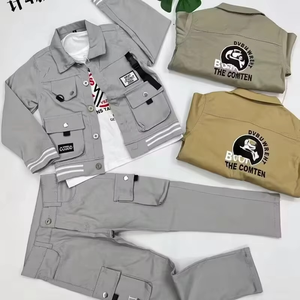 เสื้อแจ็คเก็ตเดนิมเด็กผู้ชายคุณภาพสูง รุ่น YQ322 ราคา 11.5 ดอลลาร์ + เสื้อยืด + กางเกง ชุด 3 ชิ้น ชุดเสื้อผ้าเด็กแฟชั่น - Product Image 4