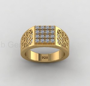 Anillo de Plata 925 con Diseño de Cóctel Cristiano, Filigrana Floral y Acentos de Circonitas Cuadradas de 10mm, Joyería Fina para Hombre - Product Image 1