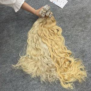 Meilleur fournisseur d'extensions de cheveux naturels ondulés blonds, double trame, tissage machine, cheveux Remy en vrac, pleine longueur, style tissage - Product Image 5