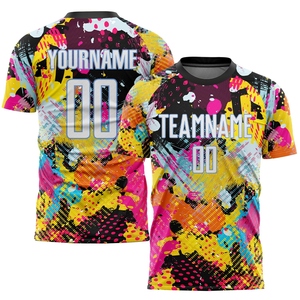Maillot de football personnalisé de qualité supérieure, motif graffiti blanc-bleu clair, sublimation, vente en gros directe - Product Image 1