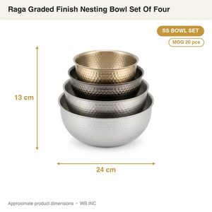 Juego de Tazones Anidados Hechos a Mano de Acero Inoxidable SS304 de 24 cm con Acabado Degradado de Oro a Acero Cuatro Tonos, en Caja, Decoración para el Hogar u Oficina - Product Image 4