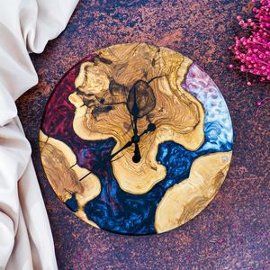 Customized Home Decorative Wooden Wall <b>Clock</b> Handcrafted Single Face <b>Art</b> Deco Three-piece Set Epoxy Resin Unique <b>Clock</b> - Product Image 1