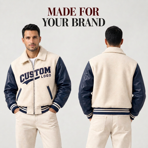 Chaqueta Varsity Moderna Personalizada con Letras Bordadas en Chenille, Cuerpo de Lana, Mangas de Cuero, Ropa Urbana Premium, Chaqueta al por Mayor - Product Image 1