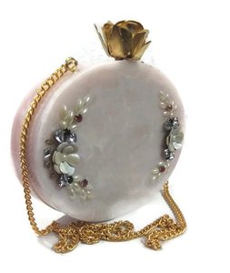 Skill Artisan Bohemian Resin Clutch Marble Effect Pattern Rhinestone Embellishments Magnetic Closure <b>Medium</b> Capacity for Daily - Product Image 3