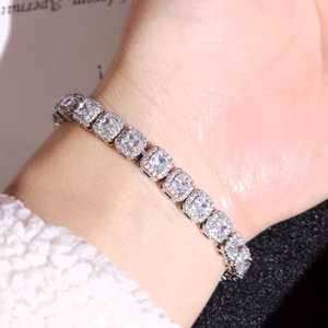 Luxury 925 Sterling <b>Silver</b> Brilliant Cut Moissanite Hip Hop Tennis Iced Rhodium Plated <b>Bracelet</b> Lab Diamond Halo Women Men Fine - Product Image 2