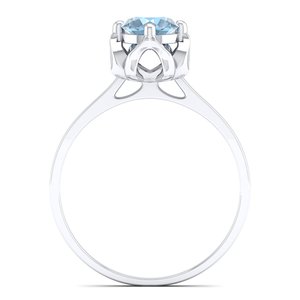 Bague de fiançailles REYES en or blanc 14 carats avec diamant pour femme, tendance, pierre précieuse aigue-marine 0,84 carat, bijoux raffinés - Product Image 4