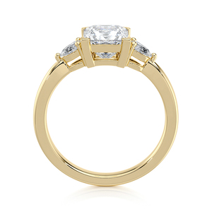 แหวนเพชรทรงเจ้าหญิง 14K ทองคำแท้ ประดับเพชรเลี้ยงในห้องปฏิบัติการทรงหยดน้ำสามเม็ด ด้านข้างประดับเพชรทรงลูกแพร์ สำหรับงานหมั้นและงานแต่งงาน รับรองโดย IGI ชุบโรเดียม หรูหรา - Product Image 2