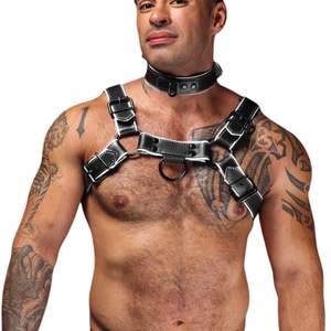 Arnés de Cuero para Hombre Hardline Bulldog, Amarillo, Ajustable, Ajuste en el Pecho, Cuero Premium, Ropa de Club - Product Image 4