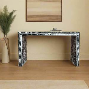 Mesa Consola Moderna con Incrustaciones de Hueso, Mueble Decorativo con Patrón Geométrico para la Entrada, Pasillo o Sala de Estar de un Hogar Contemporáneo - Product Image 2