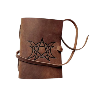 Grimorio de Cuero Personalizado, Libro de Sombras con Pentagrama de Triple Luna, Cuaderno Hecho a Mano - Product Image 1