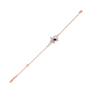 Bracelet Diamant Pétale de Minuit avec Chaîne en Or Rose et Design Central Élégant à Feuille Florale - Product Image 4