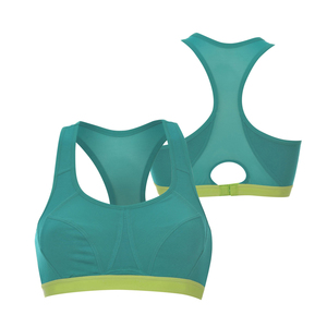 Women's Racerback Sports Bra Solid Color Breathable <b>Mesh</b> Contrast Binding Medium Support Yoga Workout <b>Top</b> - Product Image 1
