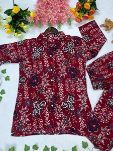 Ensemble Kurti et Palazzo en Rayonne et Coton Imprimé de Qualité Supérieure avec Broderie Métallisée – Léger, pour Usage Quotidien et Décontracté - Product Image 4
