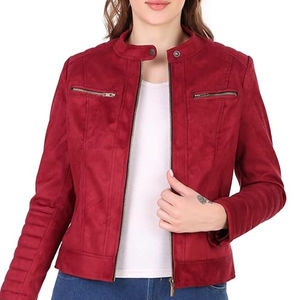 Chaqueta de Cuero Genuino Personalizada a Precio de Mayoreo, Diseño de Logotipo Personalizado, Chaqueta de Cuero de Gamuza para Mujer en Color Sólido - Product Image 1