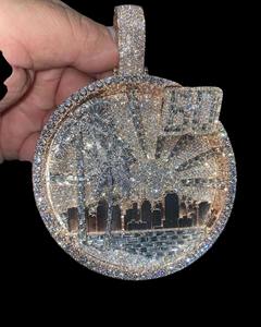 Colgante personalizado con escena de la naturaleza con incrustaciones de moissanita en plata de ley 925, estilo hip hop, para amantes de la naturaleza, a bajo precio. - Product Image 3