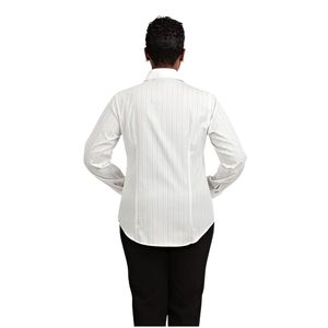 Camisa Blanca a Rayas AKA para Mujer, Manga Larga, Cuello con Botones, Bordada, Prenda Premium - Product Image 2