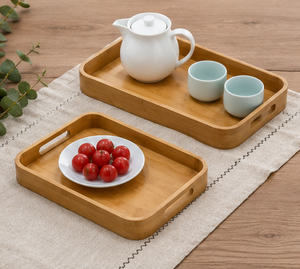 Juego de Bandejas de Servir de Madera Duraderas y Ecológicas de Primera Calidad, Bandeja Rectangular para Té, Café y Aperitivos, Madera de Acacia, Mango y Nogal, para Bodas y Restaurantes - Product Image 5
